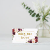 エレガントBurgundyフローラ金ゴールドフレームの参照 名刺 (スタンド正面)