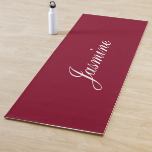 エレガントBurgundy名パーソナライズされたYoga Mat ヨガマット