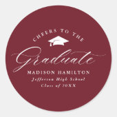 エレガントBurgundy応援の大学院進学 ラウンドシール (正面)