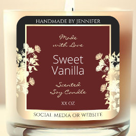 エレガントBurgundy製品ラベルフローラ金ゴールドフレーム スクエアシール