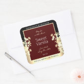 エレガントBurgundy製品ラベルフローラ金ゴールドフレーム スクエアシール (封筒)