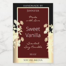 エレガントBurgundy製品ラベルフローラ金ゴールドフレーム フードラベル