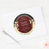 エレガントBurgundy製品ラベルフローラ金ゴールドフレーム ラウンドシール (封筒)