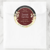 エレガントBurgundy製品ラベルフローラ金ゴールドフレーム ラウンドシール (バッグ)