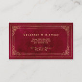 エレガントBurgundy金ゴールドカスタマイズ 名刺 (裏面)