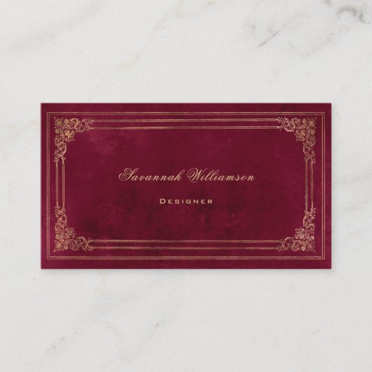 エレガントBurgundy金ゴールドカスタマイズ 名刺 (正面)