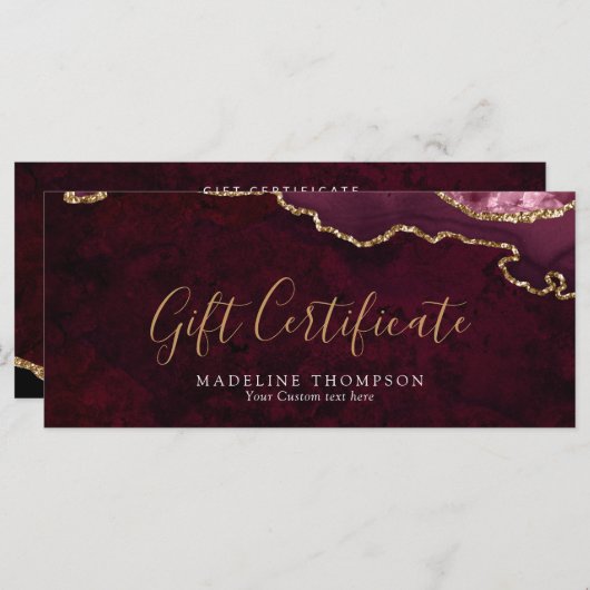 エレガントBurgundy Agateギフト券ギフトカード (正面/裏面)