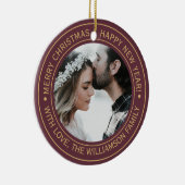 エレガントBurgundy Christmas Monogramの写真 セラミックオーナメント (右)