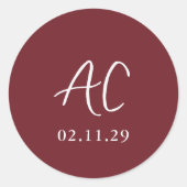 エレガントBurgundy Clean結婚の ラウンドシール (正面)