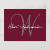 エレガントBurgundy Gray Scriptの結婚情報 エンクロージャーカード (正面)