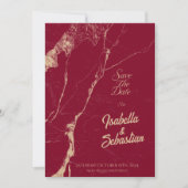 エレガントBurgundy Marble Save the Date weeding 招待状 (正面)