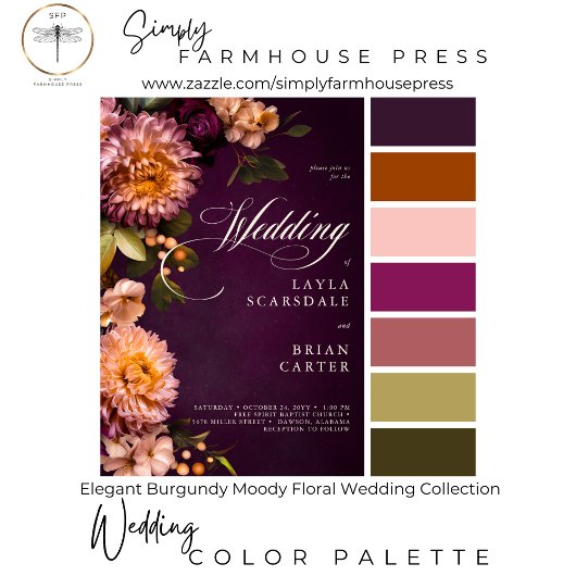 エレガントBurgundy Moodyフローラスクリプ結婚ト セーブザデート