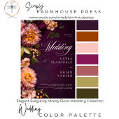 エレガントBurgundy Moodyフローラスクリプ結婚ト 出欠カード