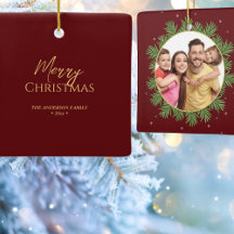 エレガントBurgundy Red Christmas Botanical写真