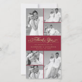 エレガントBurgundy Scallop Band 6 Photo Chic 結婚's サンキューカード (正面)