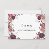 エレガントBurgundy Summerフローラメニュー選択 出欠カード (正面)