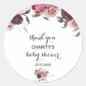 エレガントBurgundy Summer Baby Shower ラウンドシール (正面)