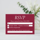 エレガントBurgundy Wedding RSVPカード (スタンド正面)