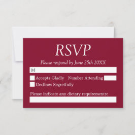 エレガントBurgundy Wedding RSVPカード