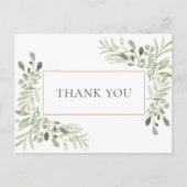 エレガントBusiness Thank You Botanical Green ポストカード (正面)