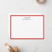 エレガントCandy Redスクリプト'Hello From' ノートカード (正面/裏面インサイチュ)