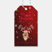 エレガントCartoon Reindeer、Red、Sparkles ギフトタグ (正面)