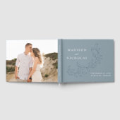 エレガントCascading Dusty Blue離れPhoto 結婚's ゲストブック (全面)