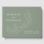 エレガントCascading Sage Green離れ写真結婚s ゲストブック (正面)