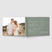 エレガントCascading Sage Green離れ写真結婚s ゲストブック (全面)