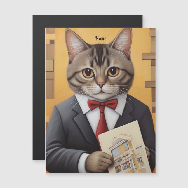 エレガントCat Architect Artおもしろい Business Cat (正面/裏面)