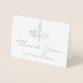 エレガントChandelier Photo結婚's Thank You 箔カード (正面)