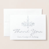 エレガントChandelier Photo結婚's Thank You 箔カード (封筒付き正面)