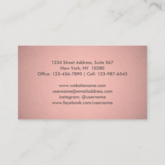 エレガントChevron Pink Rose金ゴールドフォフェイクイル 名刺 (裏面)