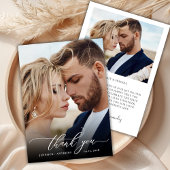 エレガントChic Script 2フォト結婚サンキューカード サンキューカード