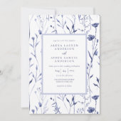 エレガントChinaware Blue Waterカラーフローラ結婚ズ 招待状 (正面)