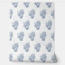 エレガントChinoiserie英語フローラブルーとホワイト