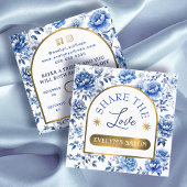 エレガントchinoiserie青い花の紹介カード スクエア名刺