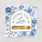 エレガントchinoiserie青い花の紹介カード スクエア名刺 (正面)