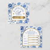 エレガントchinoiserie青い花ギフトカード スクエア名刺 (正面/裏面)