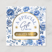 エレガントchinoiserie青い花ギフトカード スクエア名刺 (正面)