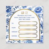 エレガントchinoiserie青い花ギフトカード スクエア名刺 (裏面)