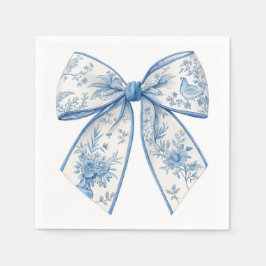 エレガントChinoiserie Blue & White Bow Homeアクセサ スタンダードカクテルナプキン