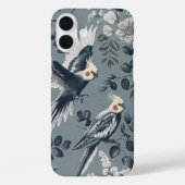 エレガントChinoiserie Cockatielフライトブルーフローラ Case-Mate iPhoneケース (裏面)