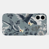 エレガントChinoiserie Cockatielフライトブルーフローラ Case-Mate iPhoneケース (裏面 (横))