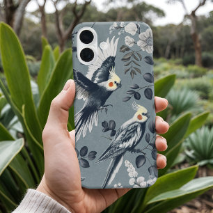 エレガントChinoiserie Cockatielフライトブルーフローラ iPhone 16 Plusケース
