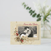 エレガントChristmas結婚's with Photo Save the Date 案内ポストカード (スタンド正面)