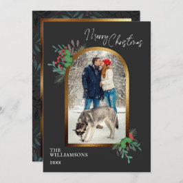 エレガントChristmas 1フォトアーチ植物学 シーズンカード