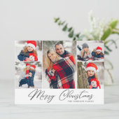 エレガントChristmas 5フォトコラージュあいさつモダン文 シーズンカード (スタンド正面)
