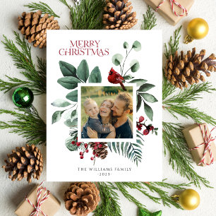 エレガントChristmas Botanical Foliage Square 1写真 シーズンポストカード