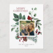 エレガントChristmas Botanical Foliage Square 1写真 シーズンポストカード (正面)